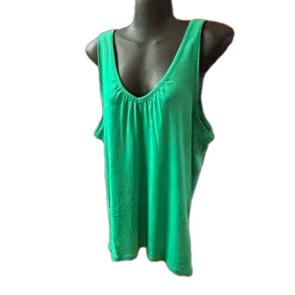 NWOT XL Merona green scoop v-neck loose relaxed fit ribbed knit tank top - Picture 5 of 13